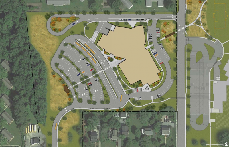 The site plan for Lewes Middle School on the area that is currently home to Shields Elementary.